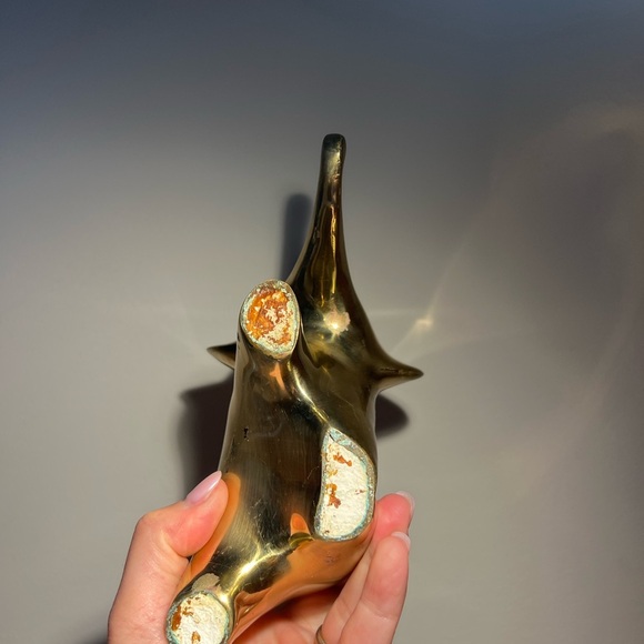 Brass very heavy elephant figurine, vintage with patina mid-century, modern - Picture 5 of 8